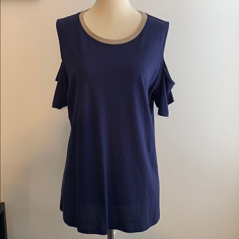 Michael Kors metallic accented cold shoulder Tee